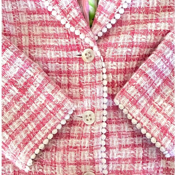 Lilly Pulitzer Mizner Pink Tweed Boucle Silk Lined Blazer Jacket Sz 4 Vintage - Picture 5 of 9